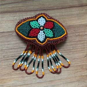 Handcrafted Native American Multicolored Hair Barrette/Fringe Loop Beads, Navajo